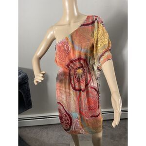 Bisou Bisou Multicolor Y2K boho grunge Off Shoulder Dress Size 6 A-3